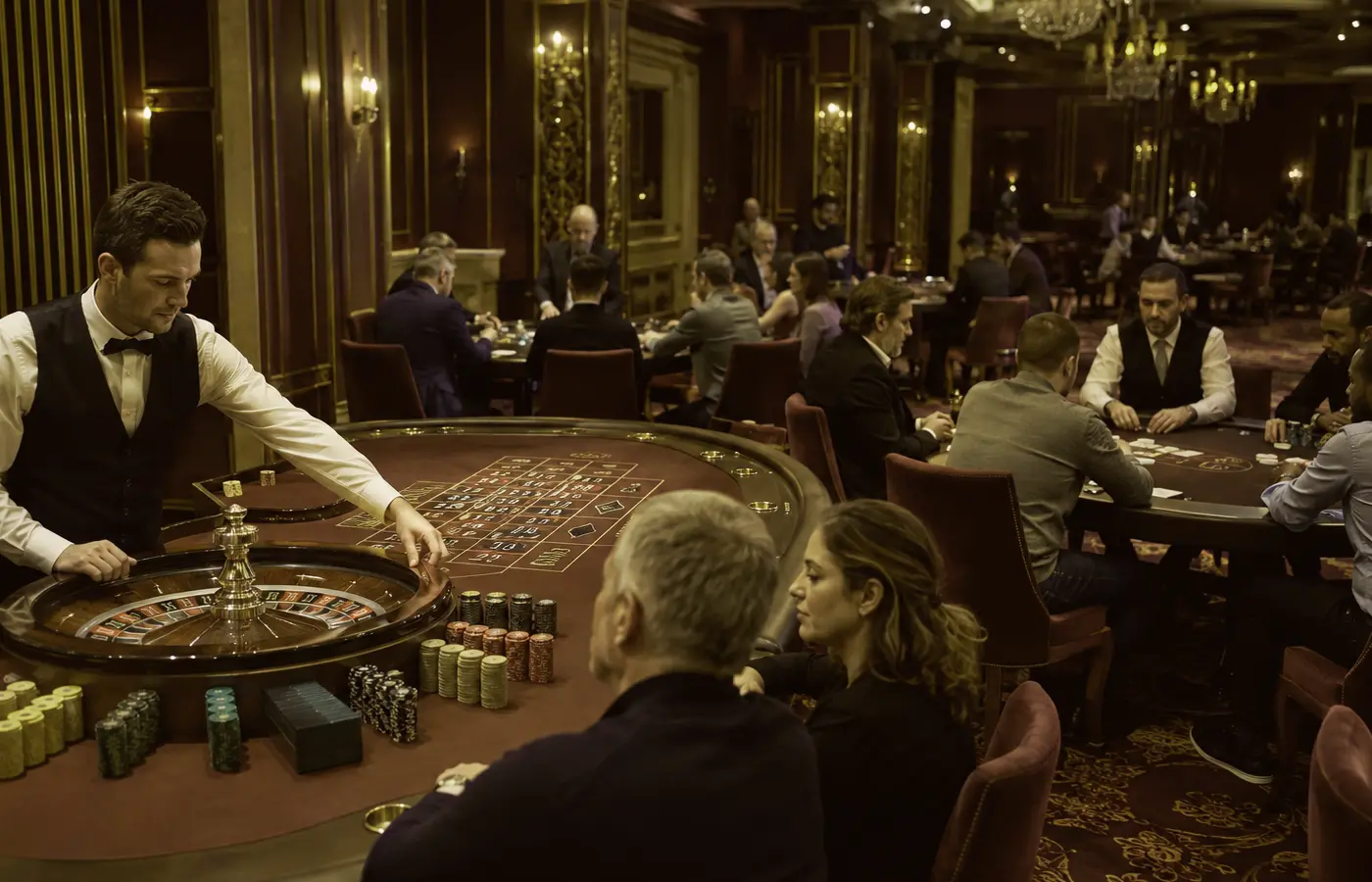 Fysieke pokertafel in een aparte ruimte
